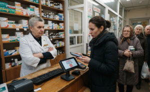 Фармацевт грубо прогнала женщину от кассы, когда заблокировали карту