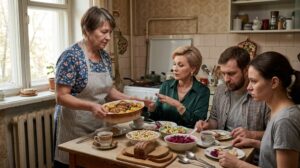 «Мужикам мясо нужнее, а ты и так дома сидишь!» — сватья унизила Валентину за её же столом, но не ожидала, что хозяйка молча заберёт весь обед